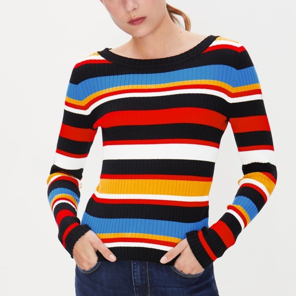 Zara | Striped Colorblock Sweater | Size S